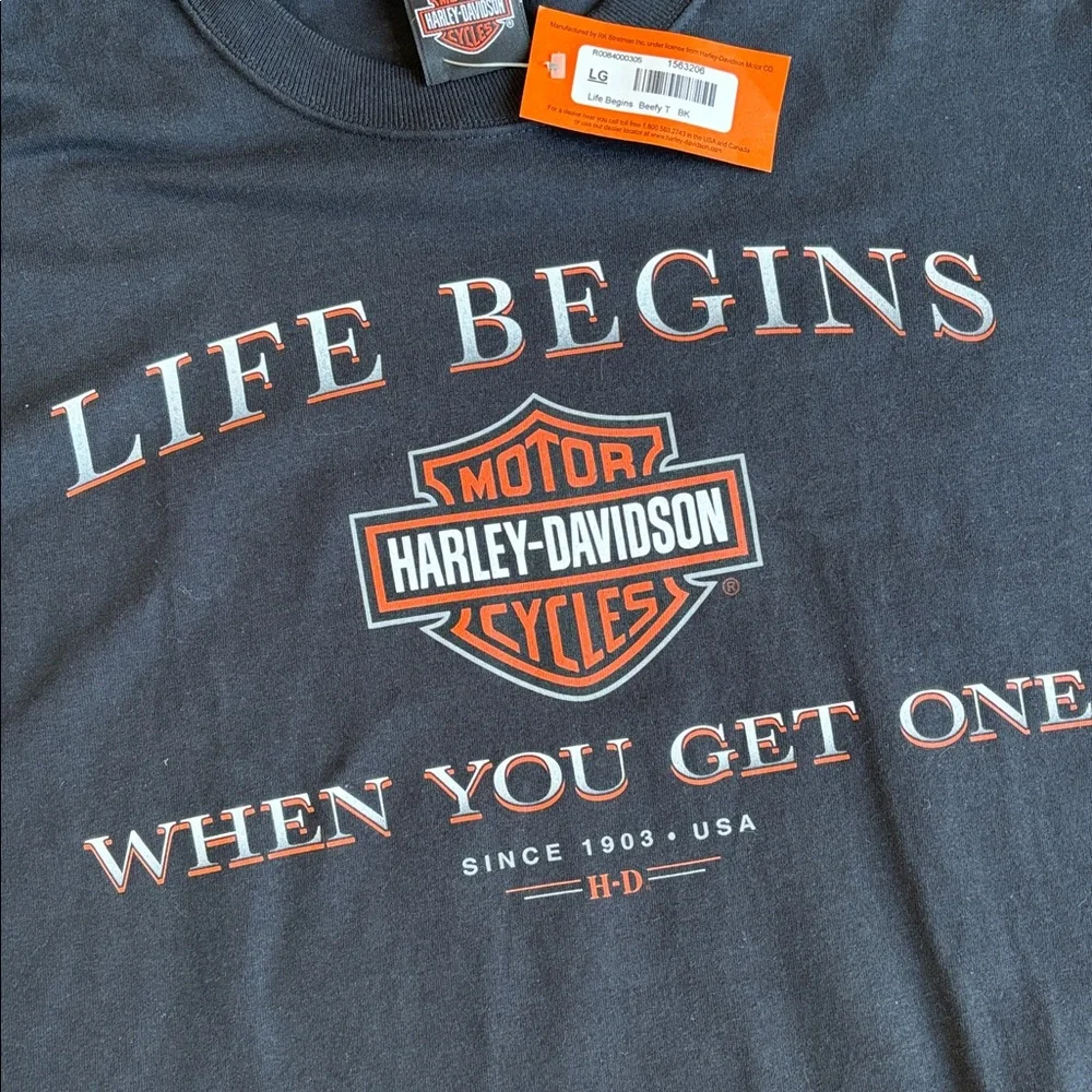 Harley-Davidson Life Begins Get One Eagle Nest USA Motorcycle Black Mens Large - Picture 8 of 15